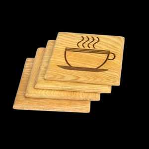 Wooden <b>Coaster</b> Set Handmade Oak and <b>Cork</b> <b>Coasters</b> Natural Wood & <b>Cork</b> <b>Coasters</b> Gift Box Set for Kitchen Accessories - Product Image 4