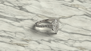 Bague de fiançailles moderne plaquée or 18K 14K avec diamant de laboratoire taille poire et bande pavée de diamants ronds, bijoux de mariée solitaire pour femme - Product Image 4