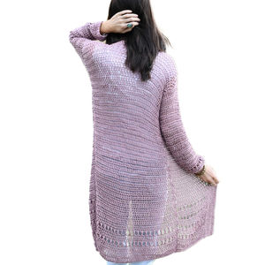 Cardigan léger en tricot crocheté pour femme, ouvert sur le devant, décontracté, printemps-été, en mélange de coton respirant, service OEM - Product Image 5