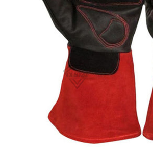 Gants de soudage en cuir de vachette pleine fleur robustes, rouge et noir, résistants à la chaleur, gants de protection industriels pour travaux de soudage MIG TIG - Product Image 6