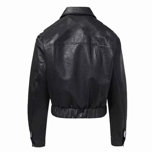 Premium <b>Womens</b> Bomber Leather <b>Jacket</b> With Custom Patches Ladies Cropped Leather <b>Jacket</b> Wholesale Supplier - Product Image 2