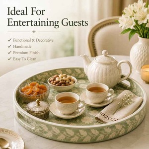 Bandeja de Almacenamiento Boho de Excelente Calidad con Incrustaciones de Hueso, Organizador Decorativo Hecho a Mano para el Hogar, Sala de Estar, Dormitorio, Baño y Regalos - Product Image 4