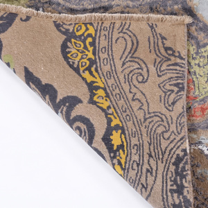 Alfombra DECORDEC de Lana con Medallón Paisley en Gris Taupe, Moderna, Ornamental, Hecha a Mano, Ecológica, Antideslizante, con Detalles en Color Óxido, Oliva y Mostaza - Product Image 5