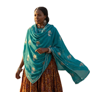Women's Green Cotton Voile <b>Shawl</b> Floral Rhinestone Embroidered Lightweight Breathable Ethnic Scarf Daily Wear Hijab <b>Wrap</b> Elegant - Product Image 4
