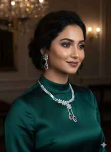 ชุดสร้อยคอทองเหลืองคุณภาพสูงสำหรับผู้หญิง พร้อมเครื่องประดับแฟชั่นทำมือสำหรับงานแต่งงานและโอกาสพิเศษจากอินเดีย - Product Image 6