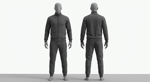 Men's Dark Gray <b>Tracksuit</b> Set Zip Jacket Jogger Pants Sportswear Athletic Casual Wear - 2 Piece - Product Image 1