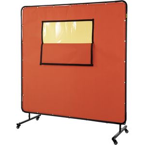 6 'X 6' schermo di saldatura ignifugo in fibra di vetro telaio metallico 4 ruote sito industriale porta rossa tende finestra finestra trasparente - Product Image 1