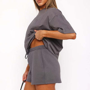 Conjunto de Verano para Mujer, Estilo Casual Moderno, Corte Regular, Ligero, Conjunto de 2 Piezas con Pantalones Cortos, 100% Algodón Transpirable - Product Image 2