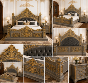 Juego de cama estilo europeo con corona imperial, compre una cama tamaño king con tapicería capitoné, muebles de dormitorio estilo antiguo para el hogar/villas - Product Image 2