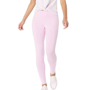 Leggings de yoga pour femmes, taille haute, rose uni, longueur intégrale, sans couture, extensibles dans quatre directions, taille élastique réfléchissante, avec poches - Product Image 1