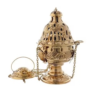 Vintage Style Brass Incense <b>Burner</b> Gold Finish Hand Made Religious Aromatherapy Diffuser Decorative Design <b>For</b> Meditation Prayer - Product Image 5