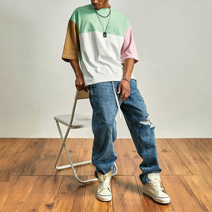 T-shirt surdimensionné personnalisé pour homme, 100 % coton, blocs de couleur, style streetwear, collection 2026, fabricant de vêtements OEM sous marque privée - Product Image 2