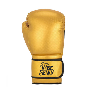 Gants de boxe d'entraînement en cuir PU doré personnalisés 16oz avec fermeture de poignet réglable unisexe rouge et blanc, logo personnalisé, design Vibe, cousus - Product Image 4