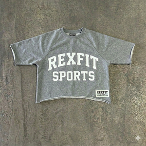 เสื้อยืดโอเวอร์ไซส์สีดำลายฟอกกรดสไตล์สตรีทแวร์ REXFIT SPORTS สำหรับผู้ชาย ผ้าฝ้าย 100% คอกลม ออกแบบลายได้ตามต้องการ - Product Image 1