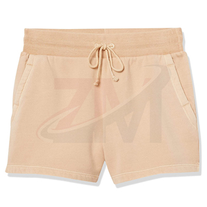 Shorts de punto de cintura media para mujer con cordón ajustable, color sólido, corte casual, bolsillos, color beige, ropa casual, moda femenina - Product Image 5