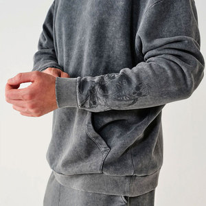 Chándal de invierno con capucha para hombre, talla grande, con estampado acid wash - Product Image 4
