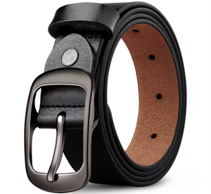 Ceinture Formelle Homme en Cuir Véritable Noir Uni, Boucle Ardillon en Acier, Moulage Rectangulaire Monobloc, Conception Durable - Product Image 3