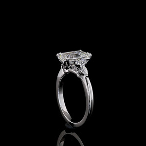 Anillo de Compromiso con Diamante Cultivado en Laboratorio, Corte Esmeralda, Certificado IGI, con Piedras Laterales Marquise, Oro 10K, 14K, 18K, Plata 925, Regalo de Aniversario - Product Image 3