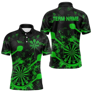Custom Heat-Transfer Printed Solid Front <b>Dart</b> Shirt Unisex Short Sleeve Moisture Wicking Turn-down Collar Team Name Print All - Product Image 6