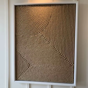 Handmade Natural Fiber Rope Art Unique Geometric Spiral <b>Triangle</b> Patterns Wall Hanging Glass Shadow Box Wall Art - Product Image 1
