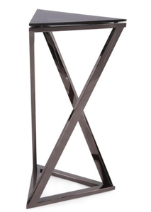 Modern <b>Black</b> Marble Look <b>Console</b> <b>Table</b> Metal Side <b>Table</b> Triangle Coffee <b>Table</b> Decorative Accent Furniture - Product Image 2