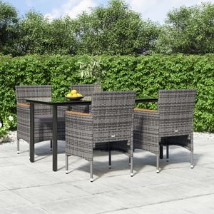Conjunto de comedor para jardín gris y negro - Product Image 1