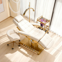 Table de massage électrique chauffante de luxe pour salon de beauté et spa, fauteuil médical de podologie, lit de soin esthétique pour esthéticienne, visage et cils