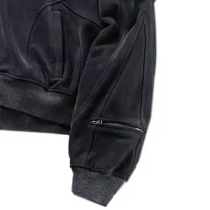 Breathable Custom <b>Vintage</b> <b>Cargo</b> Pocket Acid Wash Hoodie Heavyweight Panel Streetwear Fleece Raglan Sleeves Acid Wash Hoodies - Product Image 3