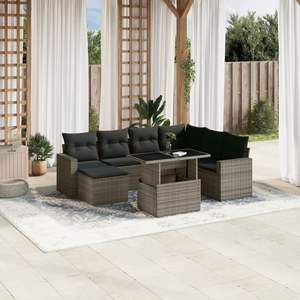 Conjunto de Sofás de Jardín de Ratán PE Gris Oscuro Grande - Product Image 1