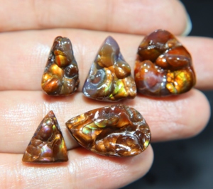 <b>Mexican</b> Fire Agate Smooth Druzy Cabochon Mixed Shape Natural Stone for Jewelry Making - Product Image 3
