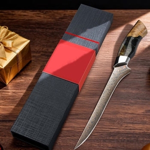 Cuchillo de cocina de cobre damasco con diseño artístico en el mango para cocina gourmet y presentación de alimentos - Product Image 2