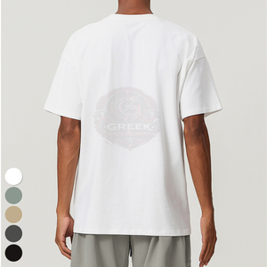T-shirts surdimensionnés pour hommes en coton doux, épais, respirants, à séchage rapide, à manches courtes, brodés, imprimés numériquement, unis, style streetwear - Product Image 4