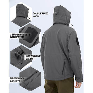 Men's Zip Up Softshell Jacket Warm <b>Thermal</b> Softshell Fabric Construction with Detachable Hood - Blank Plain No Logo for Work Uni - Product Image 6