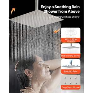 16-Inch Thermostatic Rainfall <b>Shower</b> System 6-Inch Dual Rainhead Brass Valve <b>Trim</b> Kit 6 Body Jets <b>Shower</b> <b>Shower</b> Room Accessories - Product Image 5