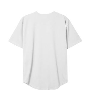 เสื้อเบสบอลสีขาวสำหรับผู้ชาย แขนสั้น ติดกระดุมด้านหน้า สีพื้น ผ้าโพลีเอสเตอร์ระบายอากาศได้ดี เสื้อกีฬา ทรงปกติ ใส่ได้ทุกฤดู - Product Image 2