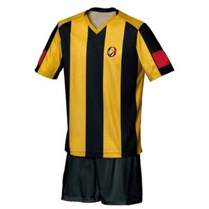 Tenue de rugby jaune et noire pour hommes : maillot et short légers, kit d'équipe athlétique respirant, vêtements de sport pour entraînement et match - Product Image 1