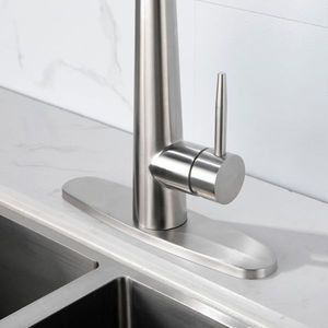 Rubinetto da cucina ad arco alto monocomando con doccetta estraibile, finitura nichel spazzolato, in ottone, per uso commerciale e cucine di centri commerciali - Product Image 5