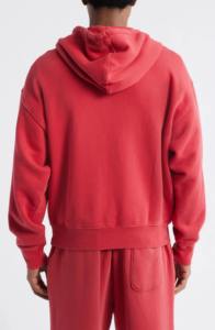 เสื้อฮู้ดซิปผู้ชายสีแดงแบบกำหนดเอง พิมพ์โลโก้ด้านหน้า ทรงปกติ กันน้ำและเป็นมิตรกับสิ่งแวดล้อม บุซับใน เหมาะสำหรับใส่ในฤดูหนาว - Product Image 4