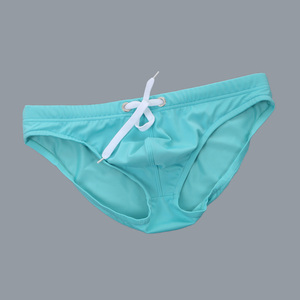 MILIENZ SPORTS & APPAREL Maillot de bain homme couleur unie séchage rapide taille à cordon de serrage coupe basse bleu vert en nylon tricoté - Product Image 1