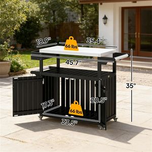 Black Outdoor Bar Cart with Storage Cabinet <b>Shelf</b> <b>for</b> <b>Kitchen</b> Islands & Carts - Product Image 6