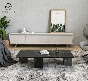 Mesa de Centro Rectangular Minimalista de Mármol con Base de Patas para Sala de Estar, Mueble de Interior con Diseño Duradero - Product Image 1