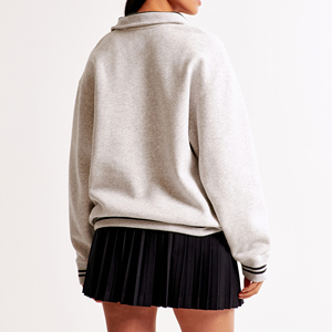 Haut de sport d'hiver personnalisé avec logo OEM, de haute qualité, vierge, coupe oversize, col roulé, en molleton bouclette, avec quart de zip, style streetwear, 100% coton - Product Image 3