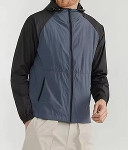 Oem Unisex <b>Lightweight</b> Casual <b>Summer</b> Windbreaker <b>Jacket</b> Pocket Quick Dry Hooded Printed Black Color Polyester Material - Product Image 3