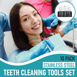 Kit professionnel d'élimination manuelle de la plaque dentaire en acier inoxydable allemand, 10 pièces, pour le nettoyage des dents et l'élimination du tartre - Product Image 2