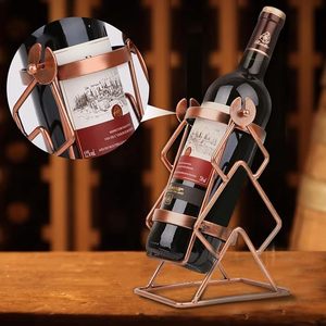Support de bouteille de vin en cuivre, présentoir en métal antique pour la décoration de la maison - Product Image 4