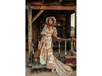 Vestido Largo de Verano para Mujer, Estilo Vintage, Corte en A, de Rayón Ecológico, Alta Calidad, Cómodo, Elegante, con un Look Bronceado
