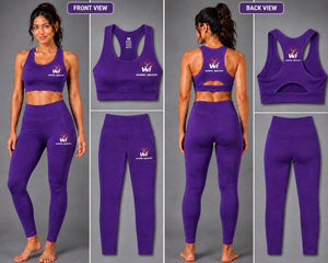 Wi Women's Yoga Set Purple <b>Crop</b> <b>Top</b> High Waist Leggings 2 Piece Activewear Full Length Solid Color Breathable Spandex Polyester - Product Image 5