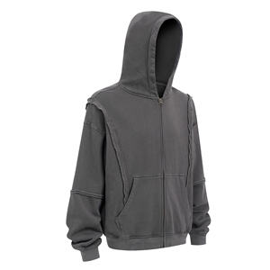 Wholesale Custom Oversize Acid <b>Wash</b> Hoodie for Men Fashion Smoke Grey Vintage Heavy 100% Cotton Hooded Collar Autumn Pocket - Product Image 1