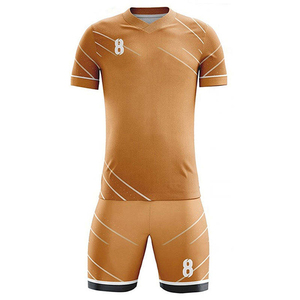 Ensemble de maillot de football pour homme GSI Made, marron, manches courtes, col en V, polyester respirant, uniforme adulte, toutes saisons, coupe athlétique - Product Image 2