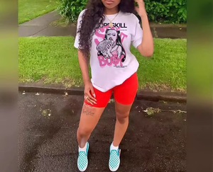 Camiseta Peeqi de Verano para Mujer, 100% Algodón, Transpirable, Ecológica, con Estampado de Dibujos Animados, Manga Corta, Holgada e Informal - Product Image 4